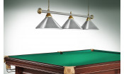 Лампа STARTBILLIARDS 3 пл.,штанга хром (плафоны золотые)