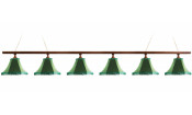 Лампа Классика 1 6пл. сосна (№11,бархат зеленый,бахрома желтая,фурнитура золото)