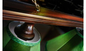 Лампа Классика 1 6пл. сосна (№11,бархат зеленый,бахрома желтая,фурнитура золото)