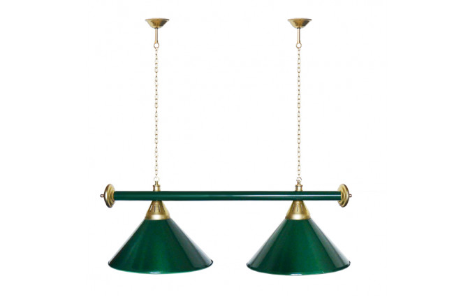 Лампа STARTBILLIARDS 2 пл. (плафоны зеленые,штанга золотая,фурнитура зеленая)