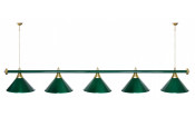 Лампа STARTBILLIARDS 5 пл. металл (плафоны зеленые матовые,штанга зеленая матовая)