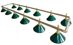 Лампа на двенадцать плафонов "Evergreen" (серебристо-золотистая штанга, зеленый плафон D35см)