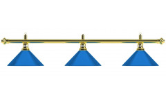 Лампа на три плафона "Blue Light" (золотистая штанга, синий плафон D35 см)