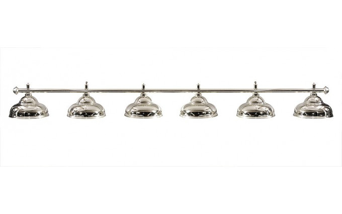 Лампа на шесть плафонов «Ravena» (серебристая штанга, серебристый плафон D38см)